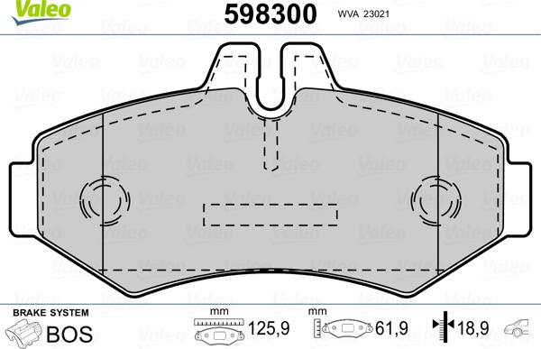 Valeo 598300 - Тормозные колодки, дисковые, комплект unicars.by