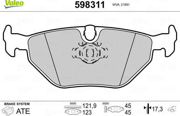 Valeo 598311 - Тормозные колодки, дисковые, комплект unicars.by