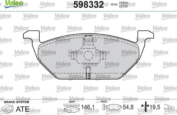 Valeo 598332 - Тормозные колодки, дисковые, комплект unicars.by