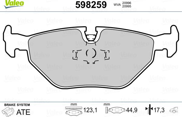 Valeo 598259 - Тормозные колодки, дисковые, комплект unicars.by