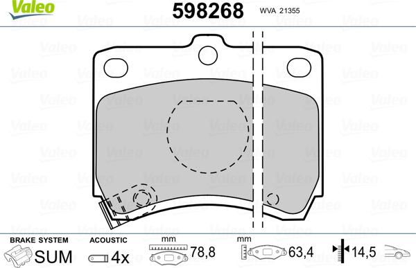 Valeo 598268 - Тормозные колодки, дисковые, комплект unicars.by