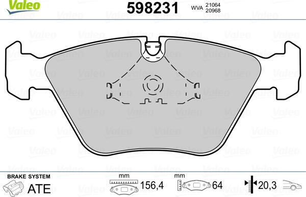 Valeo 598231 - Тормозные колодки, дисковые, комплект unicars.by