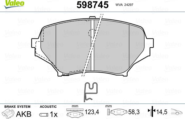 Valeo 598745 - Тормозные колодки, дисковые, комплект unicars.by