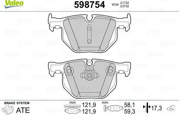 Valeo 598754 - Тормозные колодки, дисковые, комплект unicars.by