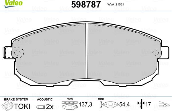 Valeo 598787 - Тормозные колодки, дисковые, комплект unicars.by