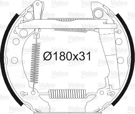 Valeo 554529 - Комплект тормозных колодок, барабанные unicars.by