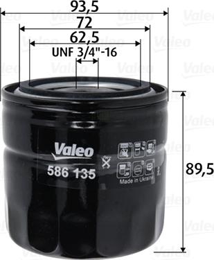 Valeo 586135 - Масляный фильтр unicars.by