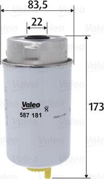 Valeo 587181 - Топливный фильтр unicars.by