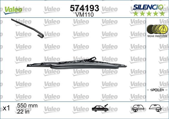 Valeo 574193 - Щетка стеклоочистителя unicars.by