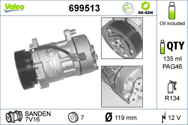 Valeo 699513 - Компрессор кондиционера unicars.by