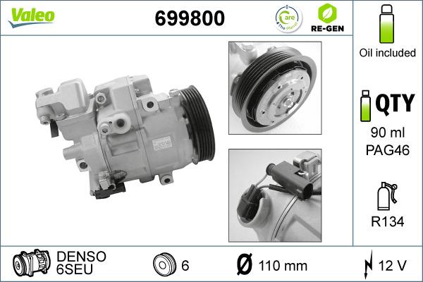 Valeo 699800 - Компрессор кондиционера unicars.by