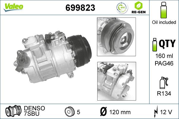 Valeo 699823 - Компрессор кондиционера unicars.by