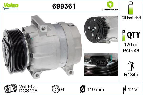 Valeo 699361 - Компрессор кондиционера unicars.by