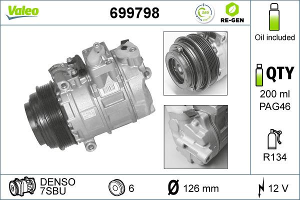 Valeo 699798 - Компрессор кондиционера unicars.by