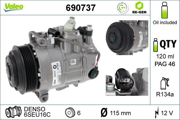 Valeo 690737 - Компрессор кондиционера unicars.by