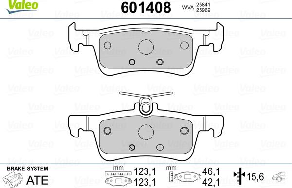 Valeo 601408 - Тормозные колодки, дисковые, комплект unicars.by