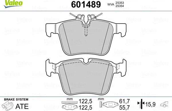 Valeo 601489 - Тормозные колодки, дисковые, комплект unicars.by