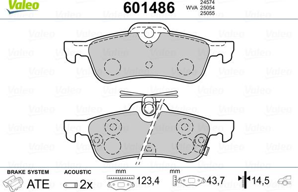 Valeo 601486 - Тормозные колодки, дисковые, комплект unicars.by