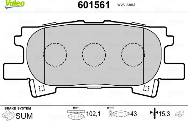 Valeo 601561 - Тормозные колодки, дисковые, комплект unicars.by