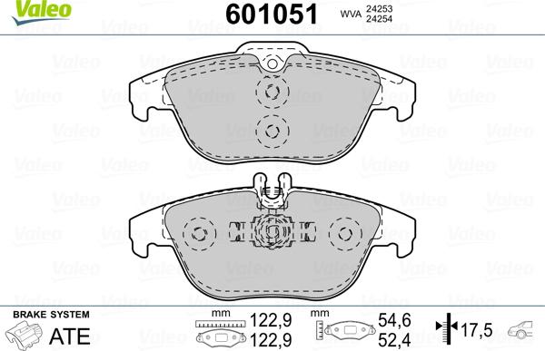 Valeo 601051 - Тормозные колодки, дисковые, комплект unicars.by