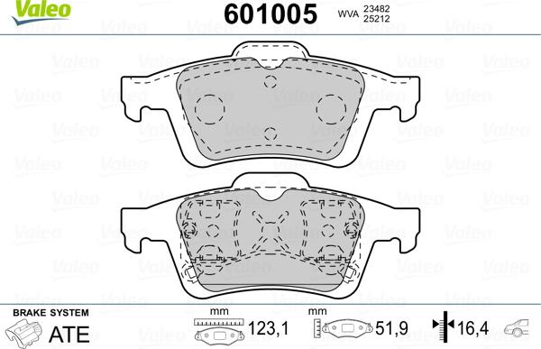 Valeo 601005 - Тормозные колодки, дисковые, комплект unicars.by