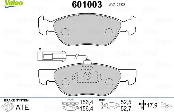 Valeo 601003 - Тормозные колодки, дисковые, комплект unicars.by