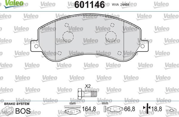 Valeo 601146 - Тормозные колодки, дисковые, комплект unicars.by