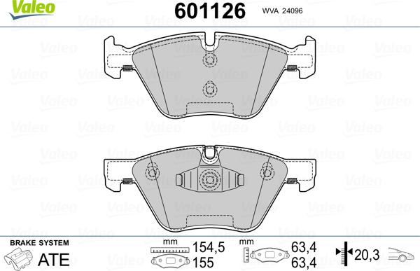 Valeo 601126 - Тормозные колодки, дисковые, комплект unicars.by