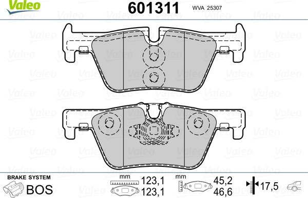 Valeo 601311 - Тормозные колодки, дисковые, комплект unicars.by