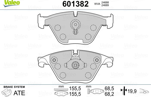 Valeo 601382 - Тормозные колодки, дисковые, комплект unicars.by