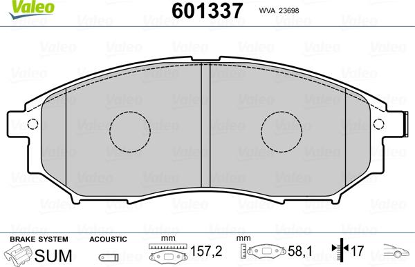 Valeo 601337 - Тормозные колодки, дисковые, комплект unicars.by