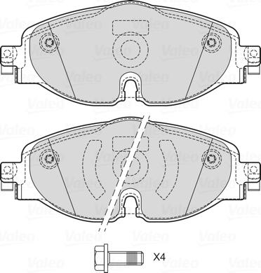 Valeo 601702 - Тормозные колодки, дисковые, комплект unicars.by