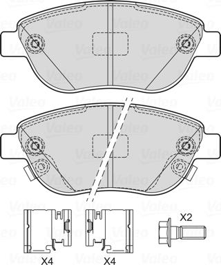 Valeo 601727 - Тормозные колодки, дисковые, комплект unicars.by