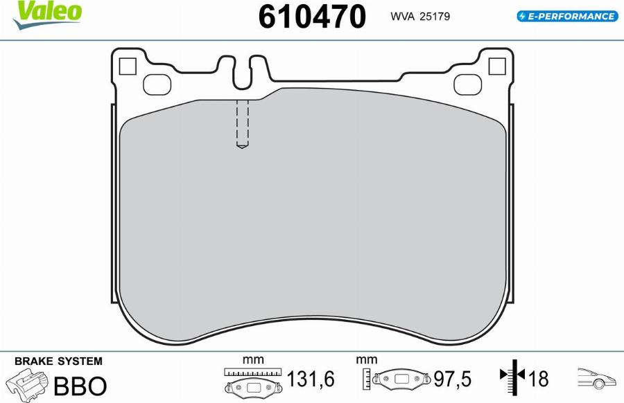 Valeo 610470 - Тормозные колодки, дисковые, комплект unicars.by