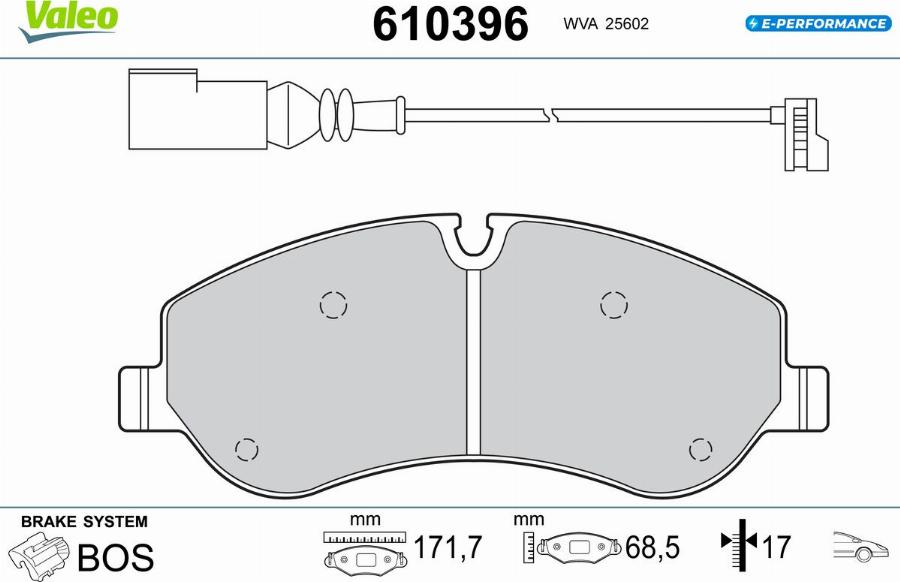 Valeo 610396 - Тормозные колодки, дисковые, комплект unicars.by