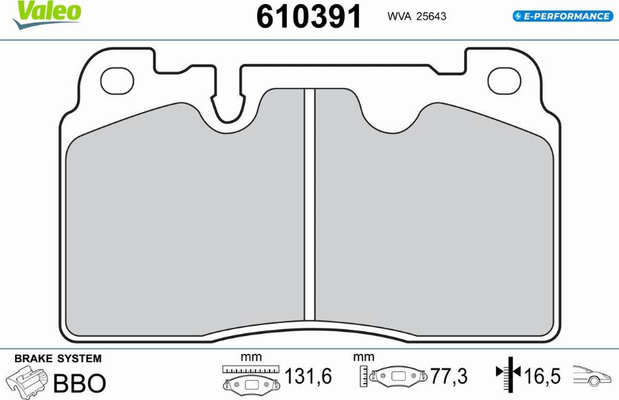 Valeo 610391 - Тормозные колодки, дисковые, комплект unicars.by