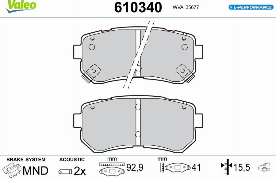 Valeo 610340 - Тормозные колодки, дисковые, комплект unicars.by