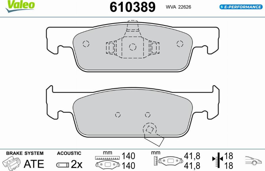 Valeo 610389 - Тормозные колодки, дисковые, комплект unicars.by