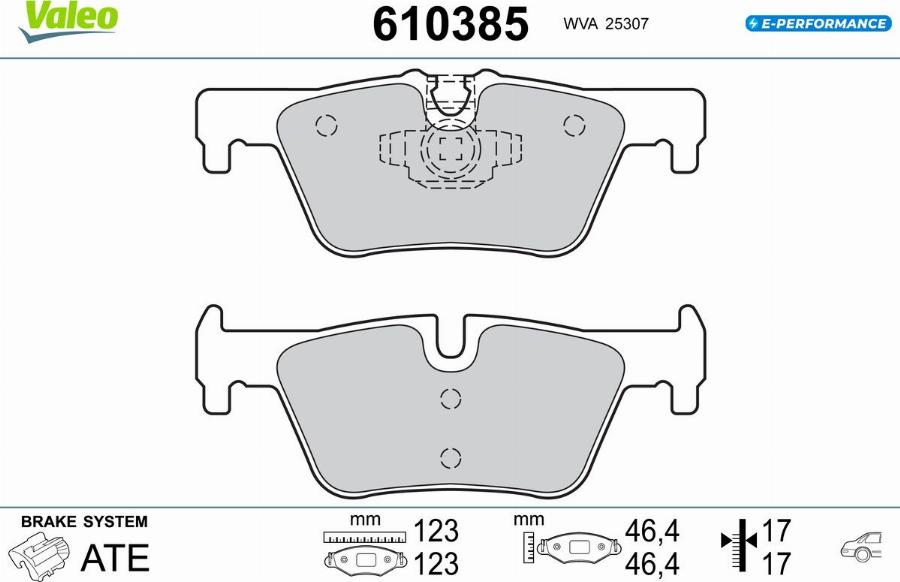 Valeo 610385 - Тормозные колодки, дисковые, комплект unicars.by