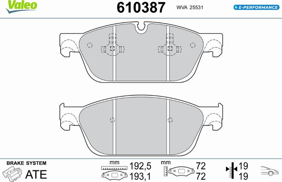 Valeo 610387 - Тормозные колодки, дисковые, комплект unicars.by