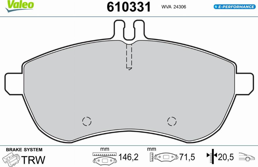 Valeo 610331 - Тормозные колодки, дисковые, комплект unicars.by