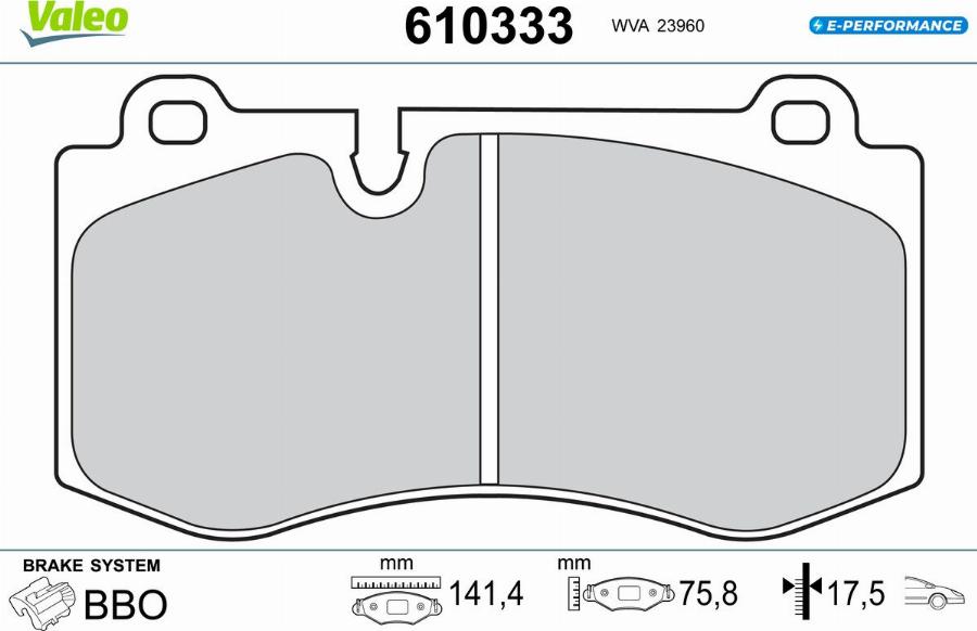 Valeo 610333 - Тормозные колодки, дисковые, комплект unicars.by