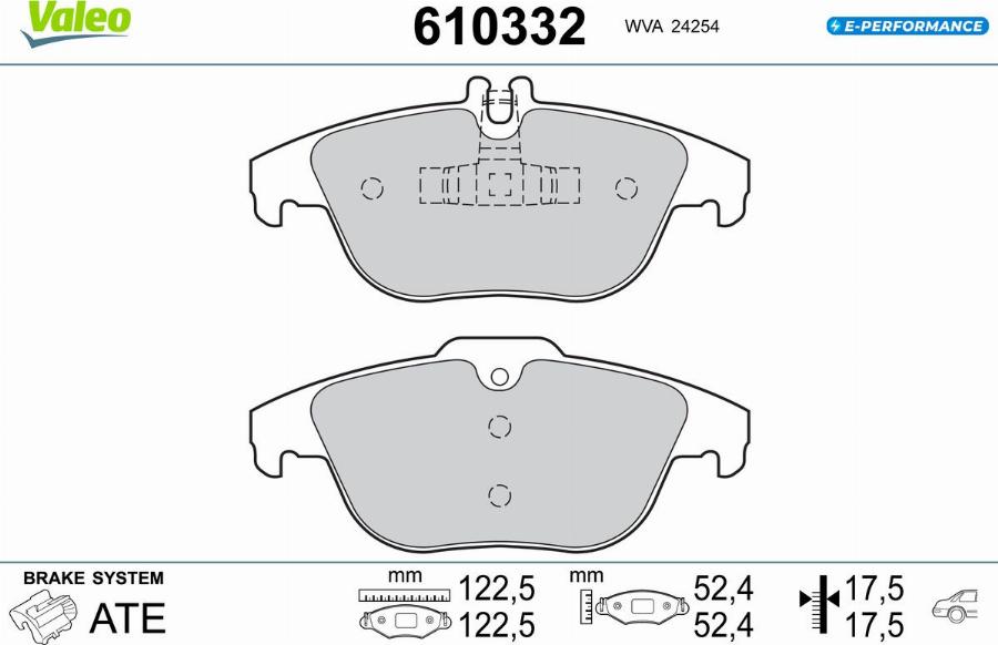 Valeo 610332 - Тормозные колодки, дисковые, комплект unicars.by