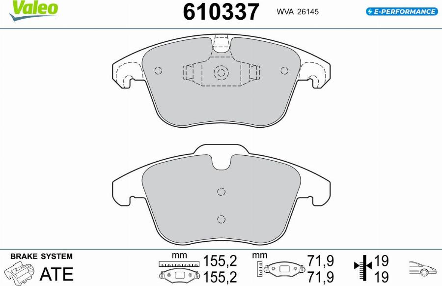 Valeo 610337 - Тормозные колодки, дисковые, комплект unicars.by