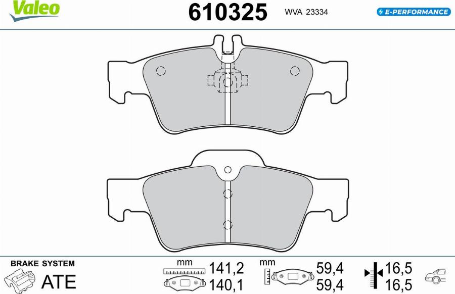 Valeo 610325 - Тормозные колодки, дисковые, комплект unicars.by