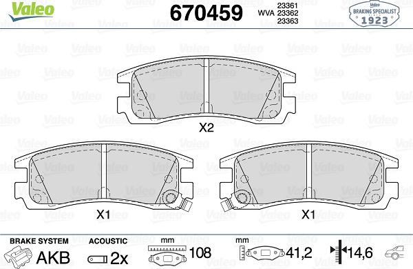 Valeo 670459 - Тормозные колодки, дисковые, комплект unicars.by