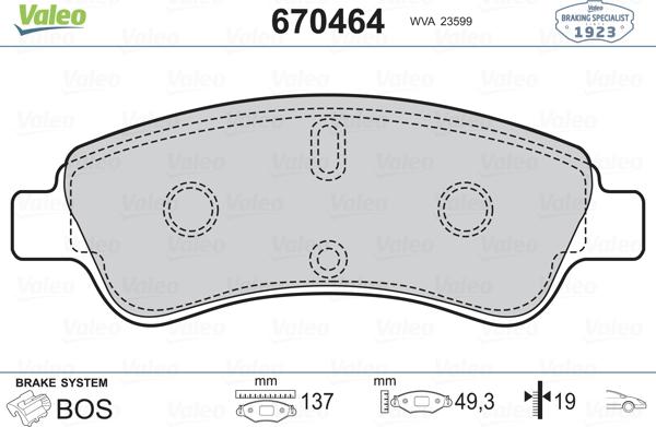 Valeo 670464 - Тормозные колодки, дисковые, комплект unicars.by