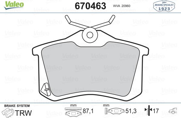 Valeo 670463 - Тормозные колодки, дисковые, комплект unicars.by