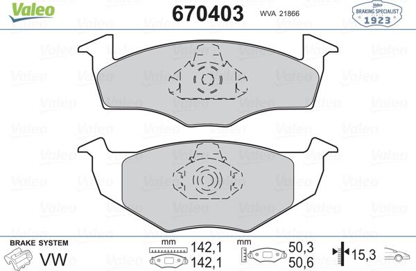 Valeo 670403 - Тормозные колодки, дисковые, комплект unicars.by