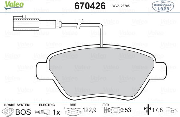 Valeo 670426 - Тормозные колодки, дисковые, комплект unicars.by